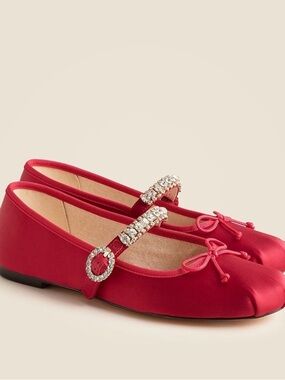 J. Crew Logan embellished Mary Jane ballet flats in satin